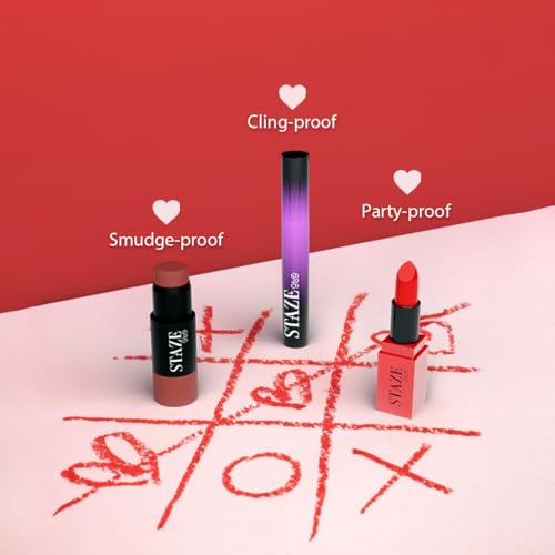 Image of Staze9to9 Cupid's Essentials Gift Box (All Eyes On You Tubing Mascara + Cheek Me Out Multipurpose Blush Stick 03 Spank + Creme De La Matte Lipstick 04 Tequila Sunrise)