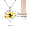 100 Languages I Love You Necklace Heart Necklace for Women Mom Wife Girlfriend You are My Sunshine Sunflower Pendant Necklaces Jewelry for Women Christmas Gifts