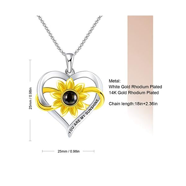 100 Languages I Love You Necklace Heart Necklace for Women Mom Wife Girlfriend You are My Sunshine Sunflower Pendant Necklaces Jewelry for Women Christmas Gifts