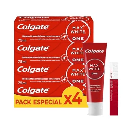 Colgate Max white One 4x75ml + Maybelline SuperStay Matte Ink, Tono 20 - Pioneer