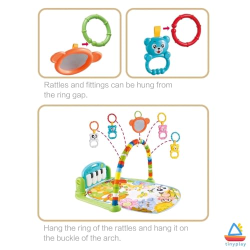Image of Baby Play Gym for Babies (0-12 Months) | Model KK0639 | Soft Play Mat with Hanging Toys, Musical Piano Keyboard & Tummy Time Support | Activity Play Gym for Newborns & Infants (Multicolor)