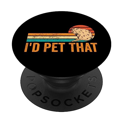 Muskrat Retro I'd Pet That PopSockets Swappable PopGrip, Black