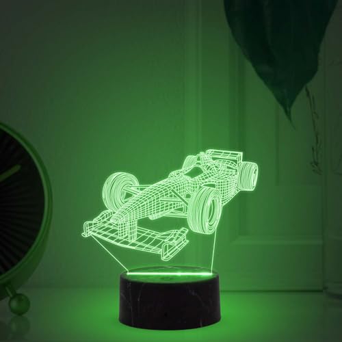 Image of 3D Illusion Formula One Racing Car Nightlight for Kids Room, Living Room, Bedroom & Gaming Room Decor Light | Automatic Color Changing Light & USB Powered