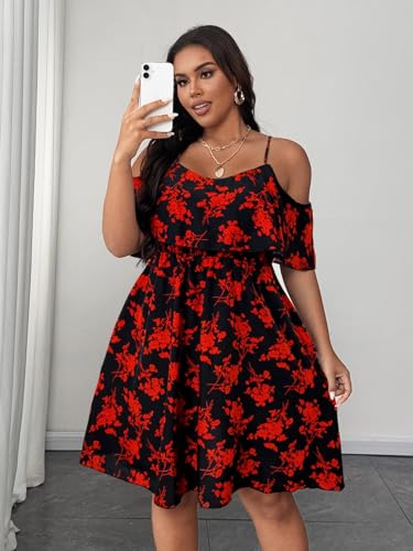 Image of Plus Size Summer Dresses for Women Casual Short Sleeves A Line Midi Dress