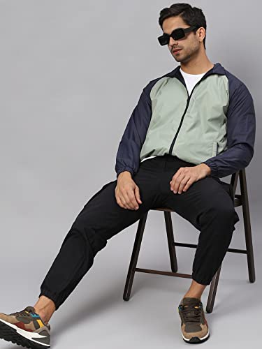 Image of Dennis Lingo Polyester Regular Fit Full Sleeves Men's Color Block Shell Jacket with 2 Pockets - Casual Winterwear for Men