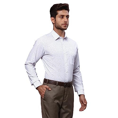 Image of Raymond Men's Pure Cotton Print Pattern Slim Fit Semi Cutaway Collar Full Sleeve Formal Shirt