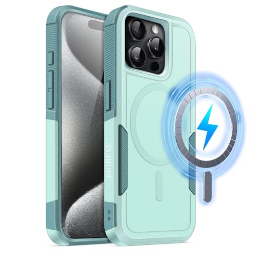 MOBESV Cover Magnetica per iPhone 15 PRO Max 6,7 Pollici, Custodia Compatibile con MagSafe, Cover Antiscivolo Opaca e Satinata, Verde Menta MOBESV Cover Magnetica per iPhone 15 PRO Max 6,7 Pollici, Custodia Compatibile con MagSafe, Cover Antiscivolo Opaca e Satinata, Verde Menta