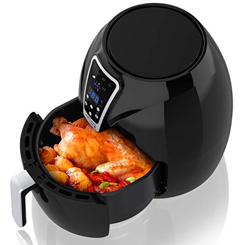 Friteuse Électrique sans Huile, Muzili Friteuse à Air Chaude sans BPA Écran Tactile LED Sèche-Frites Familiale Prédéfinis Minuteur et Température Réglable Recette Gratuite [Classe énergétique A+++]