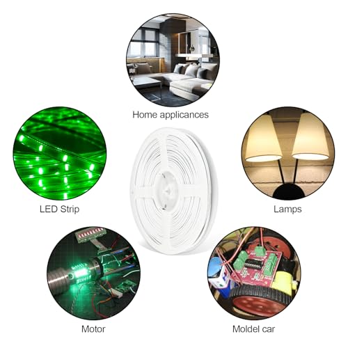Image of 100FT 24AWG 2 Conductor Low Voltage LED Extension Cable Wire, 2 Core Parallel Wire for LED Strip Lights, Outdoor Use, Waterproof, UL2468 Certified, White