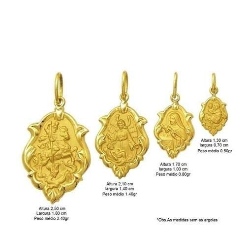 Medalha São Miguel Arcanjo Ouro 18k Ornato 1,70cm k070 Pequena