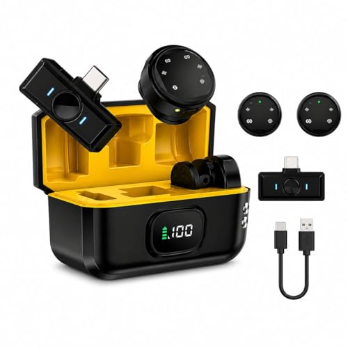Image of Air Cast SG-RM731 Wireless Microphone, 10Hr Battery 2.4G, 2-in-1 Type-C Receiver, ANC, No Delay, Lossless Audio, Digital Display, with Charging Case