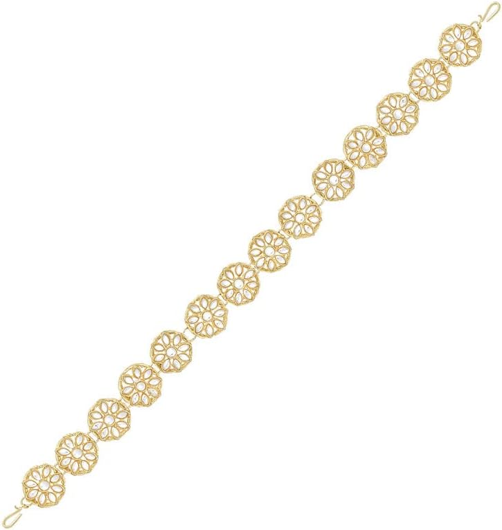 Aheli Gold Plated Kundan Studded Maatha Patti Sheeshphool Hair Accessories Fashion Ethnic Jewellery Gift for Women