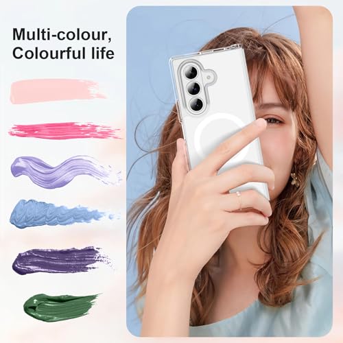 Image of ORETECH Magnetic for Samsung Galaxy Z Fold 7 Case, Transparent Back Non-Slip Hard PC Shockproof Bumper Protective Phone Case Cover for Samsung Z Fold 7 - Clear