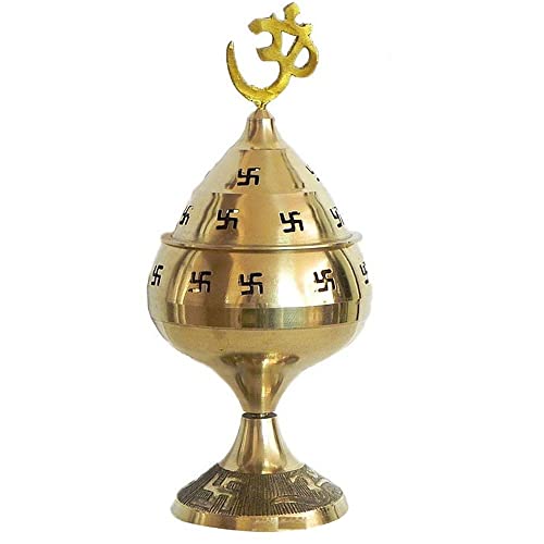 Image of Mkd2 Rise Golden Om and Swastik Symbol Decorative Brass Diya - Akhand Diya for Puja -Navratri - Brass Diya for Pooja Room, Home Temple Decor - Diwali Diya - Diwali Decoration Item