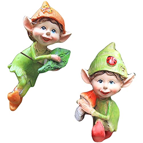 American Rustic Elf Suculento Plantador Estatuas de Escalada, 2 unids Resina gnomo figurillas jardín decoración de Paisaje en Miniatura Cover