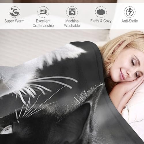 Manta suave de sofá con diseño de gato y forro polar 6