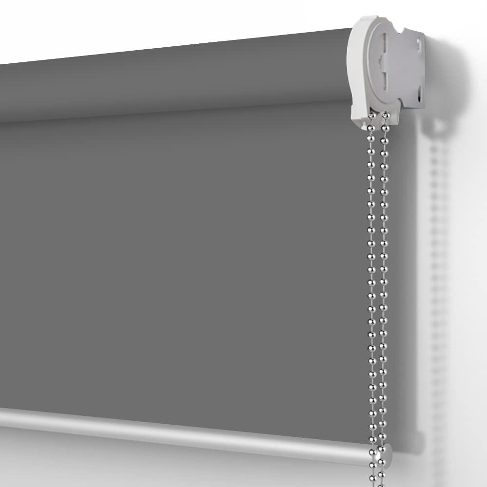 SUAKY Blackout Window Blinds Roller Shades, Dark Grey Custom Window Shades Elegant Roller Blinds, Energy Saving UV Protection Roller Shades for Windows, Doors, French Doors