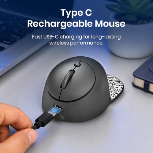 Image of Portronics Toad Cap Wireless Mouse with Bluetooth 5.0 + 2.4GHz Dual Connectivity, Adjustable DPI Upto 2400, Dynamic RGB Lighting, Type-C Rechargeable, 100g (Black)
