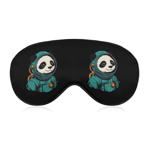Cute Panda Astronaut Sleep Mask Eye Shade Cover Adjustable Strap for Travel Lunch Break Women Men