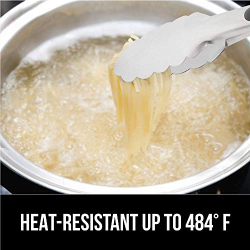 Gorilla Grip Original Grill Tong, 7 Inch Kitchen Locking Tongs, Sturdy and Comfortable Handle Grips, Rust Resistant Stainless Steel, Perfect for Cooking, Grilling and BBQ, Flip Food With Ease, Gray