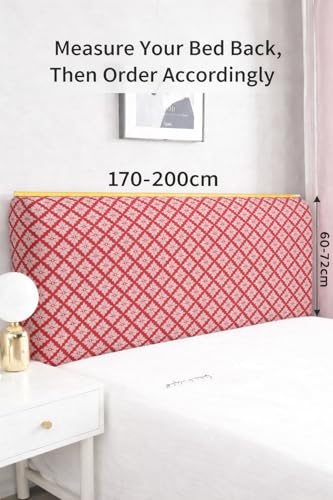 Image of HOMETHREADS 200 GSM Stretchable Jacquard Headboard Cover | Soft, Dust-Proof & Wrinkle-Resistant Bed Back Protector | Fits Leather, Wooden & Fabric Bedsides | for 6ft to 6.5ft Beds | (D Pink, 178x65Cm)