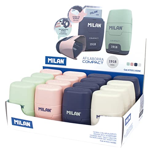 Taille-crayon Milan Compact 2 utilisations plastique résistant et gomme à effacer