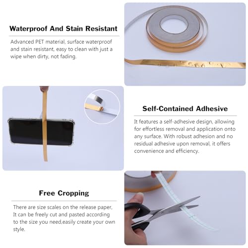 Image of Metalized Polyester Film Tape with Adhesive,Pinstripes Tape for Autos, Bikes, Boats - Decals, Stickers, Striping DIY Home Decor Decal, (0.39in x 164 Ft)