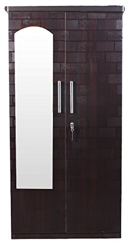 Caspian Furnitures 2 Door Brick Textured Wardrobe with Mirror