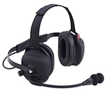 Rugged Radios H43-BLK-K Black Rubber Coated Two-Way Behind The Head Racing Headset with Dynamic...