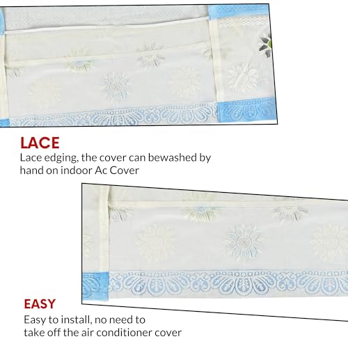 Image of Cotton Net Split AC Cover Indoor Unit for 2 Ton Capacity AC, Premium Work Indoor AC Dust Protection Cover Designer Summer Ac Cover for 2 Ton Ac (38 X 15.35 X 7.8 inch, Blue)