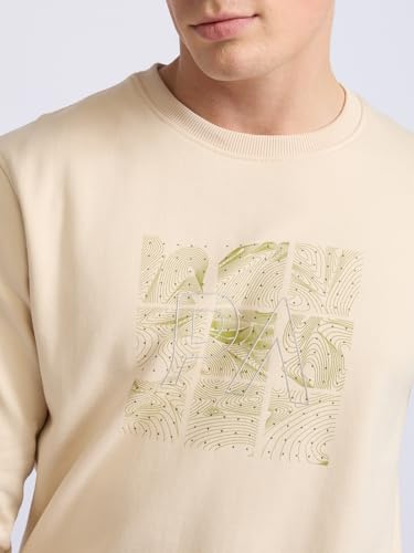 Image of Park Avenue Men Full Sleeve Slim Fit Print Pattern Cotton Polyester Blend Regular Neck Regular Neck Casual Sweatshirt