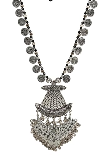 Designer Statement Afghani Antique Oxidised Silver Indian Party Ethnic Tassel Coins Tribal Gypsy Necklace Jewelry Set Women