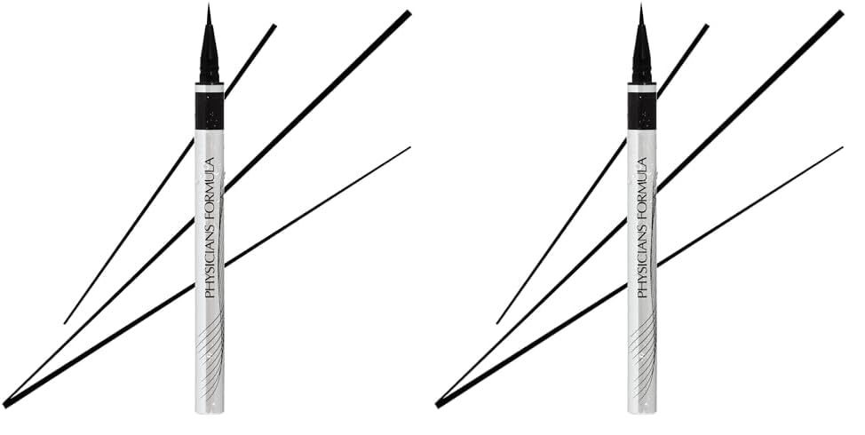 Physicians Formula Eye Booster Super Slim Liquid Eyeliner, Waterproof Precision with a Lash-Boosting Complex, Natural Finish, & Sensitive Skin Approved, Cruelty-Free & Vegan -Ultra Black (Pack of 2)