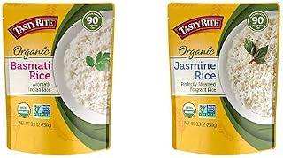 Tasty Bite Organic Basmati Rice (8.8oz, 12 PACK) + Jasmine Rice (8.8oz, 12 PACK) | Microwavable, Ready to Eat, Rice Variety for Meals
