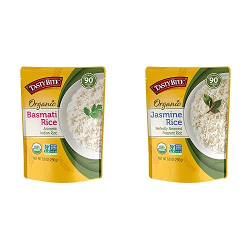 Tasty Bite Organic Basmati Rice (8.8Oz, 12 Pack) + Jasmine Rice (8.8Oz, 12 Pack) | Microwavable, Ready To Eat, Rice Variety For Meals #TOP10