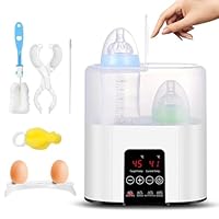 Bizcasa 4 in 1 Flaschenwärmer, Baby Fläschchenwärmer für babyflaschen, Baby Sterilisator für babyflaschen Babykostwärmer Schnelle Erwärmung Auftauen und Warmhalten mit LCD-Display (Weiß)