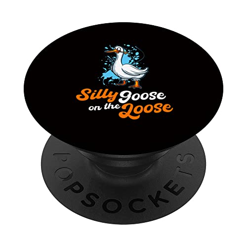 Silly Goose On The Loose PopSockets Swappable PopGrip, Black