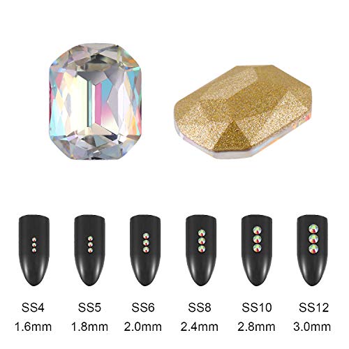 Bememo 2000 Stück 3D Kristall AB Farbe flache Rückseite Strass Nail Art DIY Basteln Edelsteine mit 30 Nagel Kunst Metall… – Bild 6