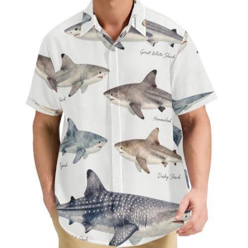 Chemise requins manches courtes homme S légère vêtement été motif marin imprimé
