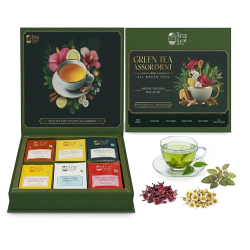 Image of Assorted Green Tea Sampler Combo Variety Gift Pack, 6 Flavours, 36 Tea Bags
