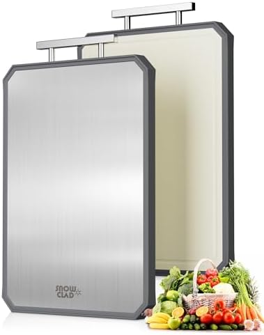 SNOWCLAD Stainless Steel Cutting Board,Double Sided