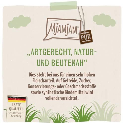 MjAMjAM - Premium Nassfutter für Katzen - Quetschie Purer Fleischgenuss - leckeres Rind pur 300g, 6er Pack (6 x 300g), naturbelassen mit extra viel Fleisch
