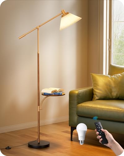 EDISHINE 68' Arc Floor Lamp with Table, Vintage Standing Lamp for Living Room with Tray, Tall...