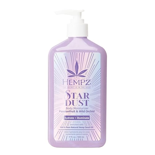 Hempz NEW Star Dust Body Lotion, Iridescent Glow Shimmer, Passionfruit and Wild Orchid, Hydrating and Nourishing Moisturizer, 17 oz.