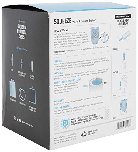 Product Image 6: Sawyer Products SP129 Squeeze Water Filtration System w/ Two Pouches,Black/Blue