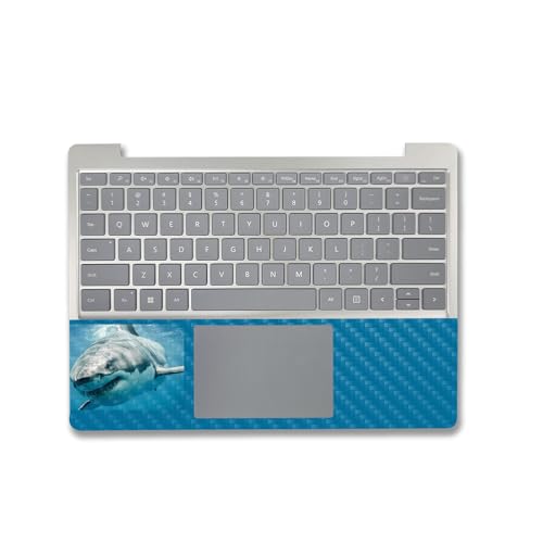 Image of MightySkins Carbon Fiber Skin Compatible with Microsoft Surface Laptop Go 3 (2023) Full Wrap Kit - Great White Shark | Protective, Durable Textured Carbon Fiber Finish | Made in The USA