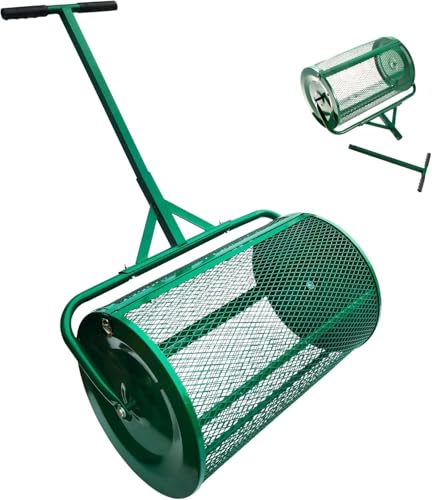 40cm Metalowa siatka Kompostowa rolka z uchwytem T, narzędzie do opatrunków na ściereczkę z piasku ziemnego, wytrzymała odporna na rdzewię ramę, łatwa konstrukcja do posiewu trawy ogrodowej i krajobra