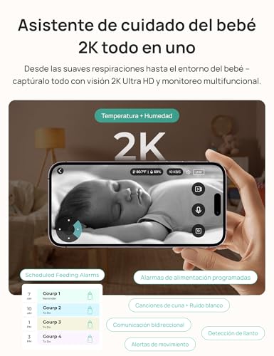 Miniatura 10 de Dr.Care Lumiview Plus Monitor Bebé Wifi Con Clip Pantalla 5.5 , Cámara 2k, Modo Privacidad, Batería 5000mah, Luz Rgb, Alertas Llanto Y Movimiento 1 Cámara 1 Monitor 1 Soporte Clip