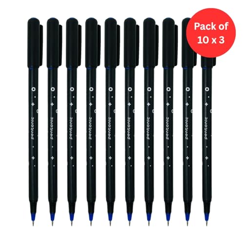 Image of Pentonic Cipher 0.5mm Ball Pen, Black Body Blue Ink (Set of 10 x 3)