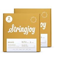 Enhanced Playability for All Guitarists: Brights 80/20 Bronze Acoustic Guitar Strings, now available in a 2-pack bundle, offer exceptionally balanced playability for guitarists of all styles and experience levels. Vibrant, Consistent Tone: Stringjoy ...